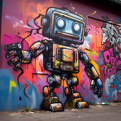 Wall Mural - Robot street art festival. 