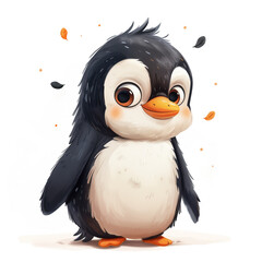 Wall Mural - Cute Funny Cartoon Penguin, Illustration for Children Book, Generative AI