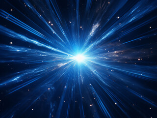 Poster - Abstract warp motion illustrated in blue star trail.