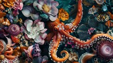 Captivating In Its Detail, A Close-up View Reveals Fantastical Creatures Gleefully Dancing Amidst An Enchanting Underwater Realm.