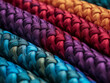 Vibrant hues dance in this close-up of colorful fabric.