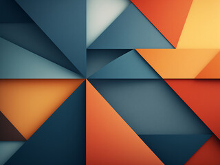 Poster - Asymmetric triangle pattern adorns a geometric retro background.