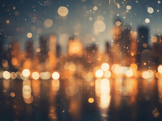 Wall Mural - Vintage city background exhibits abstract bokeh of light.