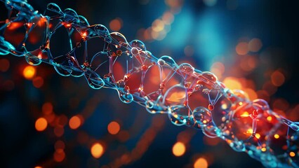 Poster - DNA chain helix scientific futuristic glowing bright abstract background