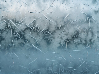 Poster - Closeup reveals detailed patterns on frozen window glass.