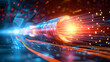 © Prasanth - Optical fiber cable on abstract technology background. 3d illustration.