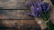 Bunch of Lavender Flowers on Rustic Wooden Background, Aromatic Herbs Concept