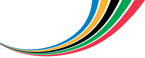 Colorful curved striped way isolated on transparent background. Olympic games banner. Vector illustration