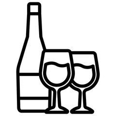 Wall Mural - Wine Bottle black outline icon, relate to gastronomy theme. use for UI or UX kit, web and app development.