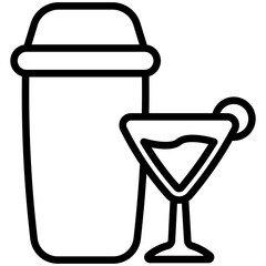 Wall Mural - Cocktail Shaker black outline icon, relate to gastronomy theme. use for UI or UX kit, web and app development.