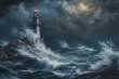 A lighthouse standing firm against stormy seas, guiding ships to safety, a beacon of successful navigation