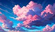 Dramatic Cloudscape Anime – Dramatic clouds in blue and pink tones