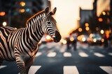 Fototapeta Pokój dzieciecy - A close-up of a ZEBRA crossing zebra intersection in a city