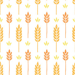 Poster - Wheat brush texture seamless pattern background. Hand drawn crayon brush abstract floral wheat seamless pattern. Floral abstract grunge hand drawn print background. Vector illustration