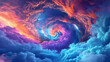 A digital storm in the cloud computing space, visualized as swirling colors and data