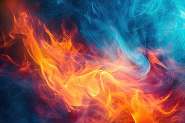 Aufkleber - Abstract fire background with swirling flames and mesmerizing burning color, A captivating abstract background featuring swirling flames and mesmerizing fiery colors.