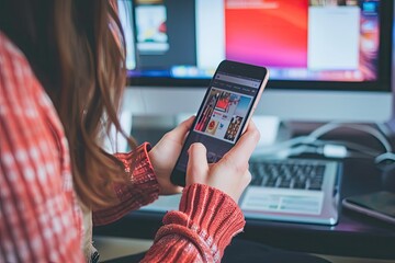 Leinwandbilder - Social media manager curating content and engaging audiences online, Expertly managing social media content and engaging with online audiences.