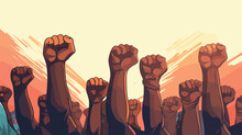 Retro Style Illustration Hand Clenched People Power