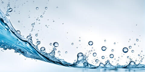  Water splashes, air drops and bubbles, clean water, background