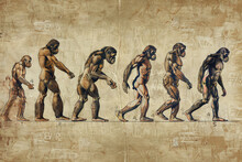 Human Evolution, From Primates To Modern Man, Cultural Development, Historically Rich Illustration