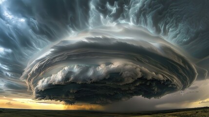 Wall Mural - A large cloud of stormy weather with a dark sky