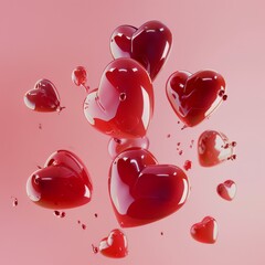 Poster - hearts on white background