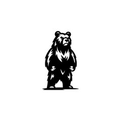 Wall Mural - Vector illustration of a standing mad bear. black and white illustration of an angry bear.