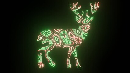 Wall Mural - 4k video animation of beautiful texture or pattern formation on the deer body shape, isolated on a b