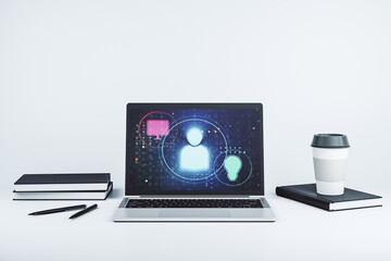 Aufkleber - Social network concept on modern laptop screen. 3D Rendering