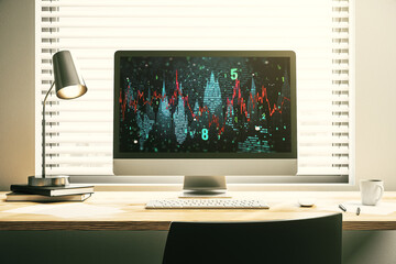 Poster - Abstract creative financial diagram on modern computer monitor, banking and accounting concept. 3D Rendering