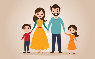 family mother father son and daughter cartoon character vector illustration