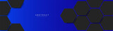 Fototapeta  - Abstract Futuristic technology banner. Abstract black hexagon on blue background. Vector illustration
