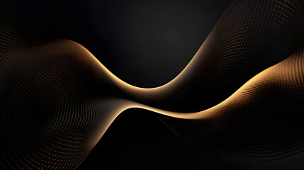 Wall Mural - Abstract black luxury background with gold lines curved wavy sparkle