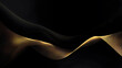 Abstract black luxury background with gold lines curved wavy sparkle