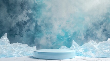 Wall Mural - Ice background podium cold winter snow product platform