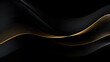 Black Luxury background with gold lines curve wavy