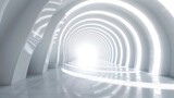 Fototapeta Do przedpokoju - White background 3D room light abstract space technology tunnel stage floor