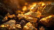 Gold mining golden nuggets raw coals