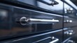 Close-up of file drawers with focus on metallic handles