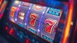 Slot machine reels showing lucky sevens and bright icons