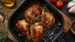 Prepare a delicious roasted chicken with accompanying recipe in an air fryer from the comfort of your own kitchen.
