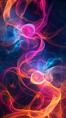 Poster - Neon Smoke Twirls in an Abstract Digital Creation Neon Smoke Twirls in an Abstract Digital Creation


