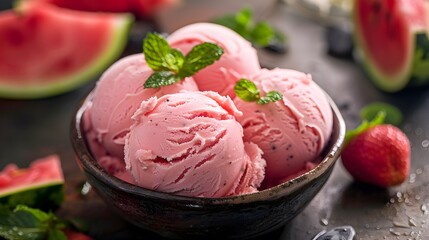 Poster - scoops of watermelon ice cream