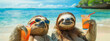© Артур Комис - two sloths with a cocktail on the beach
