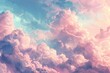 Dreamy Pastel Sky, Fluffy Clouds Painted in Sunset Hues