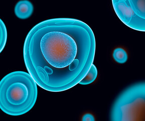 Wall Mural - artificial cell capable of ingesting, processing and eliminating organic materials. 3d rendering