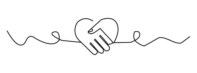 heart shaped handshake icon. vector illustration. hand drawn