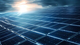 Fototapeta Dmuchawce - Solar cell power station solar panel group