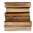 side view of stack of books transparent isolated on white png