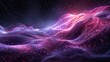 A purple and pink galaxy with a purple and pink wave. The wave is made up of small dots